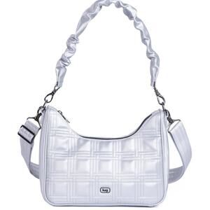 Lug Groove Silver Lux shine metallic crossbody bag vegan leather quilted puffy